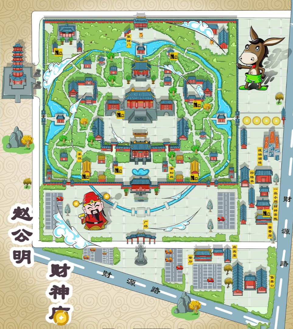 乐东寺庙类手绘地图